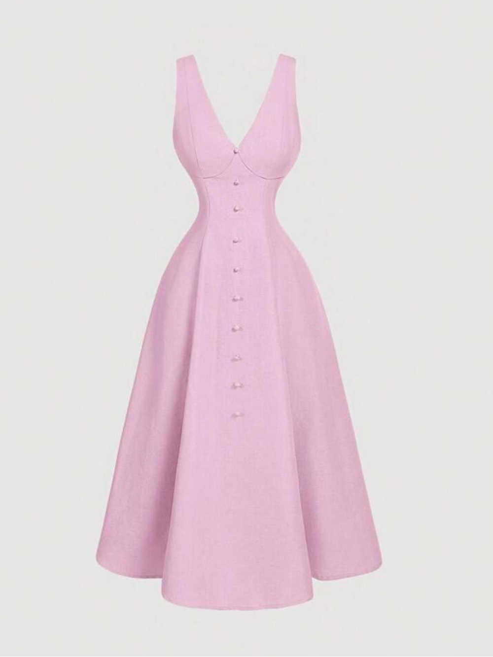Sleeveless Pink Fit-and-Flare Dress